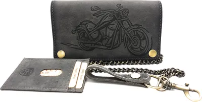 Produktbild von Jockey Club Biker Geldbörse mit Kette und herausnehmbaren Kreditkartenetui echt Leder Portemonnaie Motorrad mit RFID Schutz