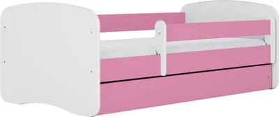 Produktbild von Kinderbett Rosa 70x140 80x160 80x180 cm – mit Matratze, Rausfallschutz und Schublade – Jugendbett für Mädchen – Stabil und Sicher – Rosa – 160x80 cm