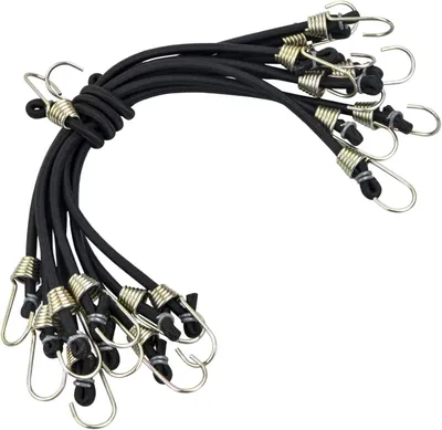 Produktbild von 10 elastische Bungee-Seile, 25 cm Haken, robuste Mehrzweck-Bungee-Seile für Fahrräder/Zelte/Taschen – schwarz