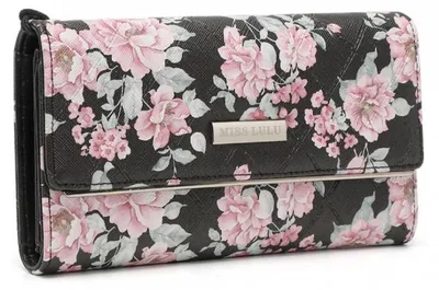 Produktbild von Schwarze Damenbrieftasche mit Blumenmuster, Clutch für das Handy von Lipsy