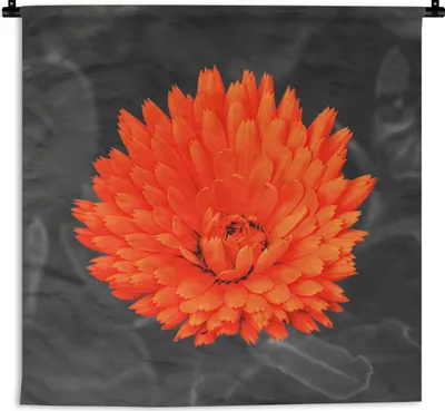 Produktbild von MuchoWow® Wandteppich Wandbehang Blumen - Orange - Schwarz - Weiß 120x120 cm Tapisserie Dekoration Wandtuch - Modern - Baumwollgewebe