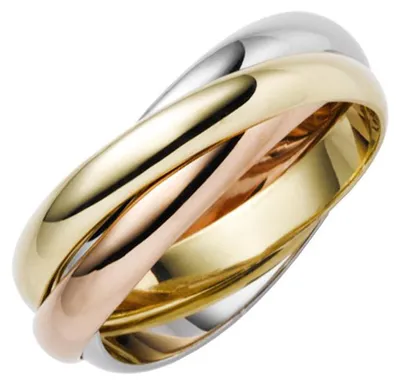 Produktbild von 3-er Ring 3x3mm aus 585 Gold Gelbgold Weißgold Rotgold massiv tricolor Innenumfang 50mm Ø15.9mm