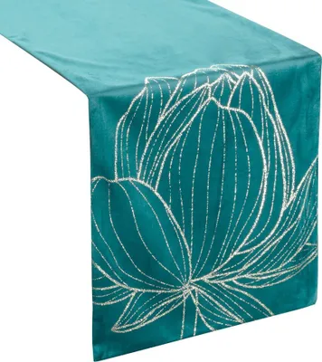 Produktbild von Eurofirany 389240, Rechteckig, Beige, Polyester, Tischläufer, Blumenmuster, 35 x 140 cm