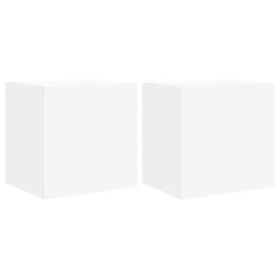 Imagen del producto de Muebles de TV de pared con luces LED 2 uds blanco 40,5x35x40 cm