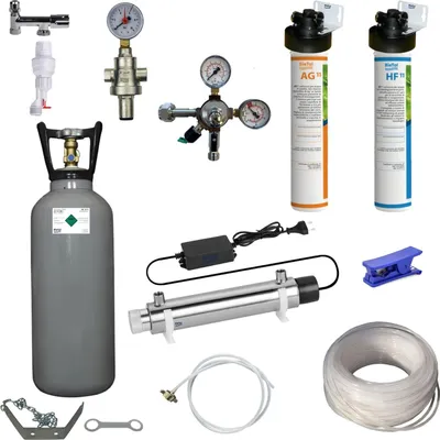 Produktbild von Anschlußpaket Auftisch Wasser Sprudel Tafelwassergerät Ultra Filter UVC 6 Kg CO2