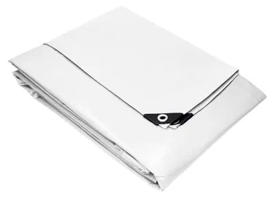 Produktbild von Abdeckplane mit Ösen 260g/m² aus Polyethylen in verschiedenen Größen und Farben (1,5m x 12m, weiß)