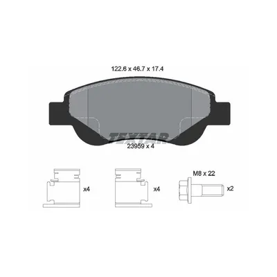 Produktbild von Textar Bremsbeläge vorne für Citroen C1 + C1 II Peugeot 107 108 Toyota Aygo+HDi