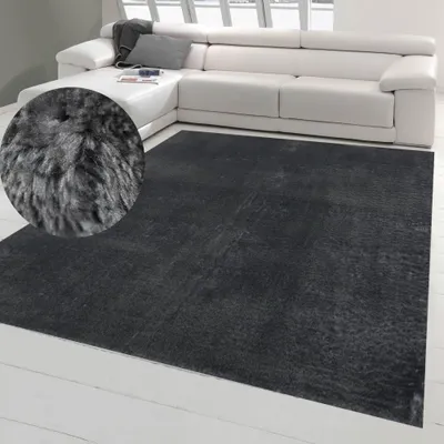 Immagine prodotto di Tappeto Shaggy soggiorno morbido a pelo alto e lungo flokati bagno lavabile in antracite dimensioni - 240 x 340 cm