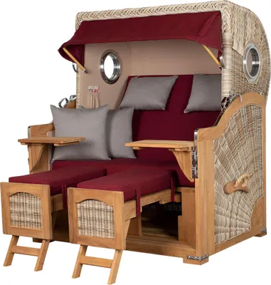 Produktbild von Strandkorb-Set - bene living - Ammersee Grande XL Teak - PE shell - Modell 594 - inkl. Liftersystem