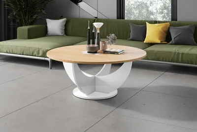 Produktbild von Design Couchtisch HRC-111 Hochglanz Wohnzimmertisch Highgloss Rund Tisch ⌀100 cm x 45 cm