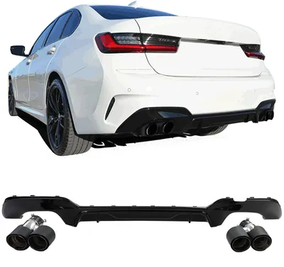 Für BMW G20 G21 318 320 2019-22 Heckdiffusor Stoßstange + Endrohre Carbon Optik in der Farbe Carbon von Carparts-Online GmbH
