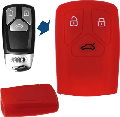 Produktbild von Auto Schlüssel Hülle Silikon Schutz Cover Rot kompatibel mit Audi A4 S4 Q7 Q5 TT RS A5 S5 3 Tasten KEYLESS SMARTKEY