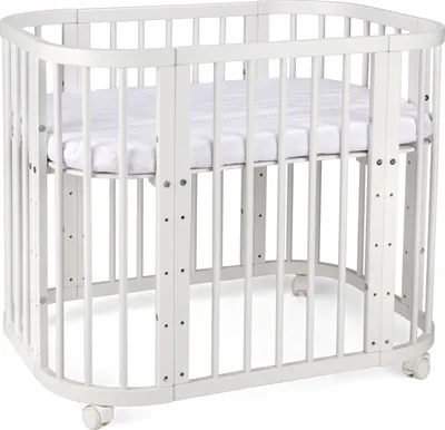 Produktbild von Babybett, Beistellbett aus Holz, 5in1 mit Matratze, Belüftet,Ohne Stoffset,Holz weiß