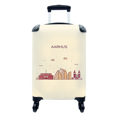 Produktbild von MuchoWow® Koffer Handgepäck Trolley Rollkoffer Kleine Reisekoffer mit 4 Rollen - Aarhus - Skyline - Dänemark - Cabin Size < 55x40x23 cm & 55x40x20 cm - Fotokoffer - Kabinenkoffer - Boardgepäck - Reise-Box - Reisekoffer - Reisegepäck - Koffer mit Bild - Trolley für Kinder