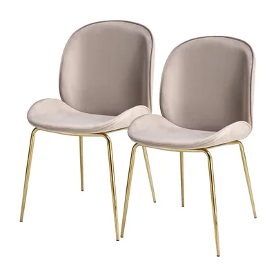 Produktbild von QIYANO Esszimmerstuhl 2er-Set Creme, Samt, Modern, Wohnzimmer, Küche, Weich