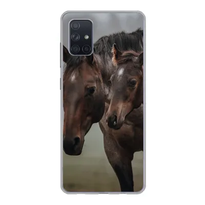 Produktbild von MuchoWow® Handyhülle Schutzhülle Hülle für Samsung Galaxy A71 Pferde - Nebel - Landschaft Silikon Softcase Handy Hülle - Kartenbesitzer