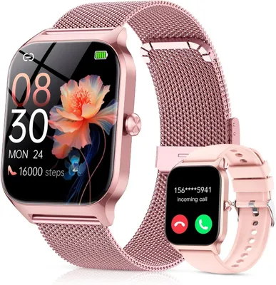 Produktbild von Smartwatch Damen mit Telefonfunktion, 1.85" HD Uhren mit Herzfrequenz/SpO2/Schlafmonitor/Schrittzähler, 120+ Sportmodi Fitnessuhr,IP68 Fitness Tracker