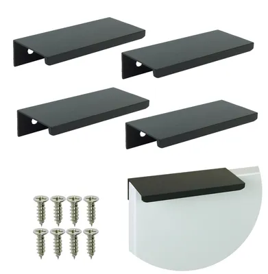 Produktbild von 4x Kantenprofil-Möbelgriff Nicea, Schwarz, Bohrabstand 64 mm, inkl. Schrauben