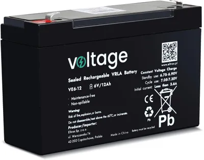 Image de Batterie AGM Voltage 6V 12Ah VE6-12 (durée de vie 6-9 ans)