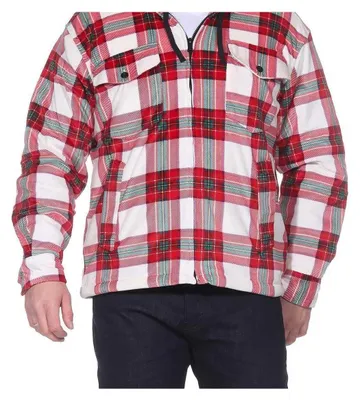 Produktbild von Herren Holzfäller Hemd Thermohemd gefüttert Sweatshirt Kariert Jacke, Weiß/Rot/XL