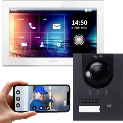 Produktbild von GOLIATH PRO IP Türsprechanlage | App | Anthrazit | 1-Familie | 10 Zoll | Unterputz | 180° Kamera