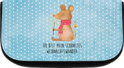 Produktbild von Mr. & Mrs. Panda kosmetiktäschchen Maus Weihnachten - Eisblau - Geschenk, Mäuschen, Weihnachtsgruß, kulturtäschchen, Weihnachtsmotiv, Kosmetiktasche, Make-up Organizer