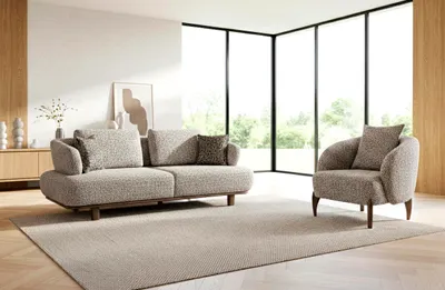 Produktbild von Sitzgruppe/Sofa Set - Wohnzimmergarnitur "Floravoria" 3+3+1-Grau