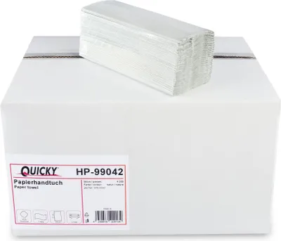 Produktbild von Quicky 4000 Blatt Papierhandtücher | 25x31cm, 1-lagig C-Falz, Recycling, natur