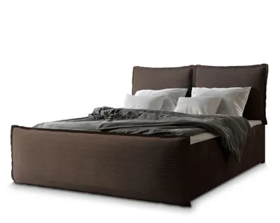 Produktbild von Masseno Boxspringbett MONTA 160x200 cm Komplett-Set mit Bonell Matratze und Topper, Polsterbett mit Bettkästen -Braun, LINCOLN 29