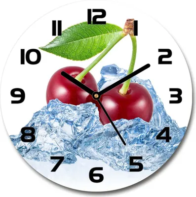 Produktbild von Wanduhr aus Glas 30fi Glasbild Glasuhr Gehärtetes Glas - schwarze-zeiger - Cherry with ice