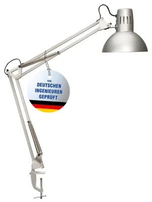 Produktbild von MAUL Tischleuchte MAULstudy E27 LED 3.000 K Klemmfuß silber
