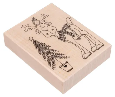 Holzstempel Wichtel im Glück, 7 x 9 cm, Weihnachtsmotiv