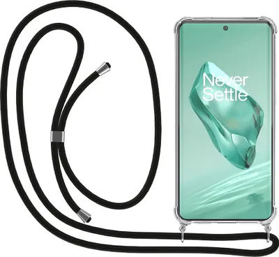 Produktbild von Smartphonica Telefon Fall geeignet für OnePlus 12 mit Kabel und Bumper - Fall mit Telefon Kabel - TPU Backcover Fall stoßfest mit Lanyard - Transparent