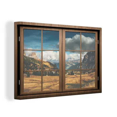 Produktbild von OneMillionCanvasses® - Leinwandbilder - 150x100 cm, Aussicht - Weg - Berg, Wandbilder Kunstdruck Wanddekoration