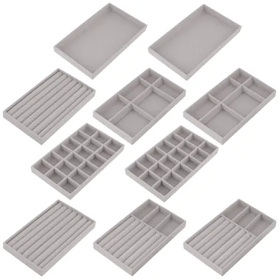 Immagine prodotto di Omgoods - Contenitore per gioielli con 10 scomparti, grigio
