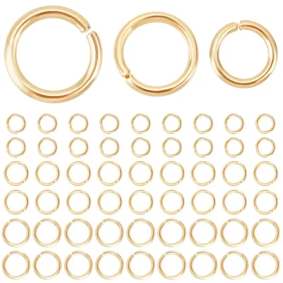 Produktbild von Biegeringe - 300 Stück in 4/5/6 mm - Zur Schmuckherstellung für Halsketten und Schlüsselanhänger - Goldfarben