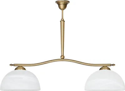 Produktbild von Kronleuchter Messing Goldpatina Alabaster-Glasschirm weiß matt Ø76x58cm 2xE27 120W Esszimmer Wohnzimmer klassisch elegant höhenverstellbar Decke