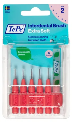 Obrázok produktu pre TePe | Medzizubné kefky Extra Soft 0,5 mm - červené - na citlivé zuby - 6 kusov