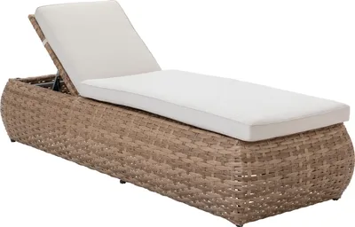 Produktbild von Dehner Gartenliege Tulum, mit verstellbarem Kopfteil / Polster, 195 x 94 x 60 cm, Aluminium / Kunststoff / Polyester, braun / weiß