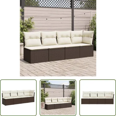 Produktbild von The Living Store Gartensofa mit Kissen 4-Sitzer Braun Poly Rattan