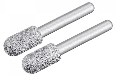 2 Schleifkörper 60er Körnung, 10,5 mm, Rundkopf, 6 mm Schaft