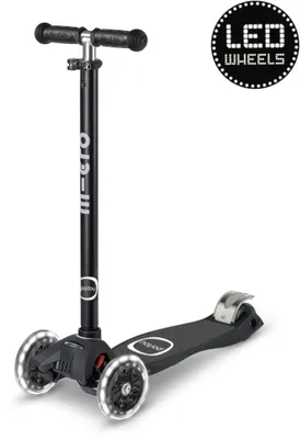 Image de Micro trottinette pour enfants Maxi Micro Deluxe LED noire-grise réglable en hauteur - roues LED
