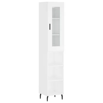 Image de Buffet haut Blanc 34,5x34x180 cm Bois d'ingénierie
