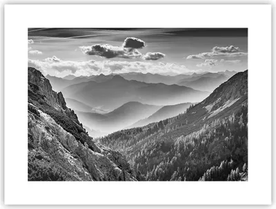 Produktbild von Poster - Poster ohne Rahmen - Schwarzweiß Landschaft Berge - 40x30 cm - Wand Bild - Wanddeko - Wandbilder - Kunstposter - Wandposter - Bilder - Kunstdruck - Wanddekoration - Wandbild - P2XAA40x30-4560