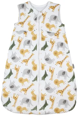 Produktbild von TupTam Ganzjahresschlafsack  en Materialien 2.5 TOG Unisex Baby Schlafsack wattiert, Farbe: Safaritiere aquarell Gelb Grau Grün , Größe: 56-62