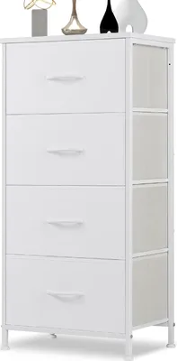 Image de Commode à tiroirs -  Commodes et buffets pour chambres à coucher Adaptée, commode à 4 tiroirs, commode en tissu avec cadre en acier robuste