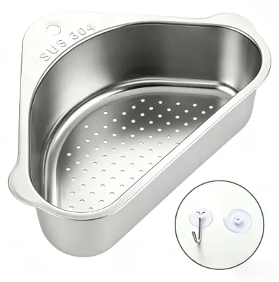 Dreieckiger Abtropfkorb aus 304 Edelstahl, silber