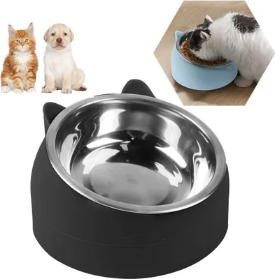 Produktbild von Katzennapf 200 Ml, Edelstahl-Haustiernapf Mit 15° Neigung, Anti-Erbrechen Napf Für Katzen Und Kleine Hunde