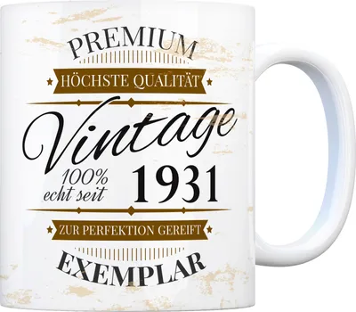 Produktbild von Vintage Tasse 100% echt seit 1931 Kaffeebecher [ber_jahrgeb]. Geburtstag