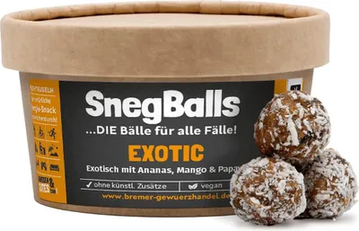 Produktbild von SnegBalls Exotic, fruchtige Energy Balls mit Ananas, Mango & Papaya, 130g